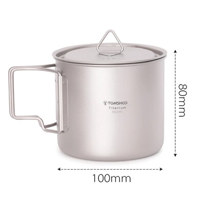 TOMSHOO Ultraľahký titánový hrnček, prenosný, sada 2 ks, 450 ml, 750 ml, kempingový, piknikový, hrnček na vodu so skladacou rukoväťou