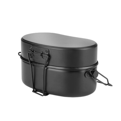 Prenosné kempingové súpravy na riad, hliníková vojenská turistická misa na riad, dvojvrstvová obedárová krabička s rukoväťou