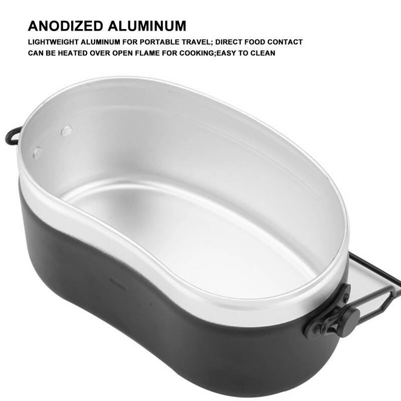 Prenosné kempingové súpravy na riad, hliníková vojenská turistická misa na riad, dvojvrstvová obedárová krabička s rukoväťou