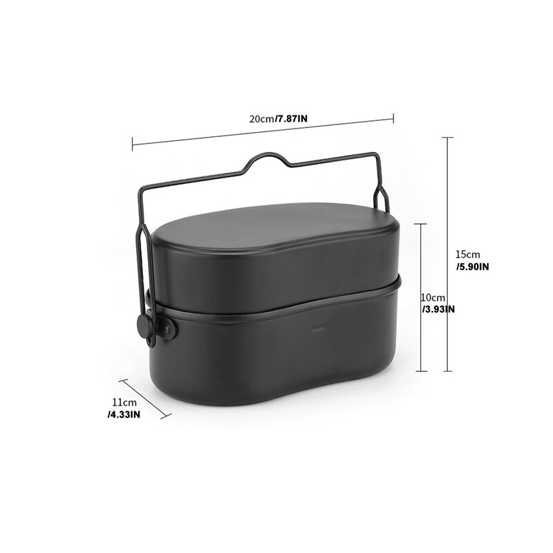 Prenosné kempingové súpravy na riad, hliníková vojenská turistická misa na riad, dvojvrstvová obedárová krabička s rukoväťou