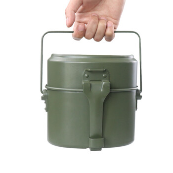 Σε 1 Αλουμίνιο Camping Lunch Box Army Canteen Cup Pot for Picnic Travel Water Cup Bowl Σετ μαγειρικής κουζίνας εξωτερικού χώρου