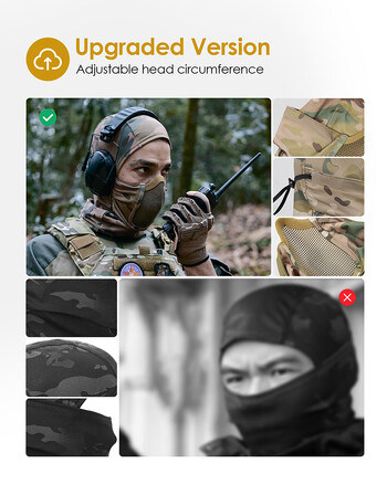 ONETIGRIS Balaclava Mesh Mask, тактическа маска на нинджа със защита на цялото лице за открито