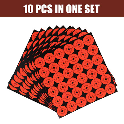 Célpontok Narancssárga, fényes, fluoreszkáló, nagy kontrasztú, 10 csomagos öntapadós Bullseye papír lövészethez és vadászathoz
