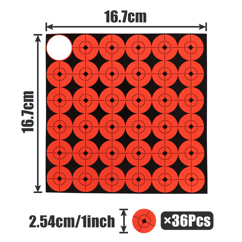 Célpontok Narancssárga, fényes, fluoreszkáló, nagy kontrasztú, 10 csomagos öntapadós Bullseye papír lövészethez és vadászathoz