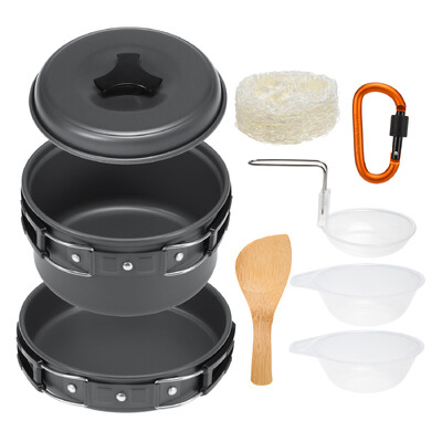 Tomshoo 10 vnt. stovyklavimo virtuvės reikmenys, netvarkos rinkinys.