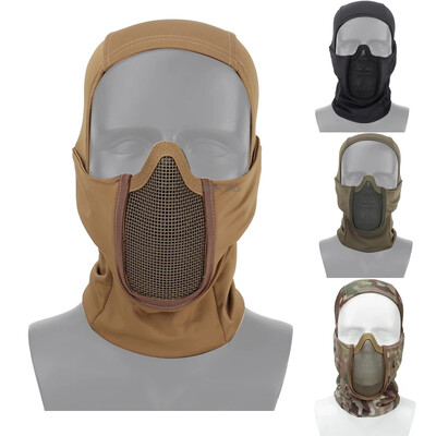 Taktikaline peakattemask Airsoft Paintball CS terasvõrgust kogu näonahale mõeldud Balaclava maskid Wargame jalgrattasõidu pehme näokaitse