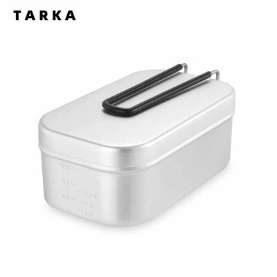 TARKA āra kempinga galda piederumi, alumīnija tūristu pusdienu kaste, pārnēsājama netīra skārda skārda BBQ piknika trauku panna ar vāku