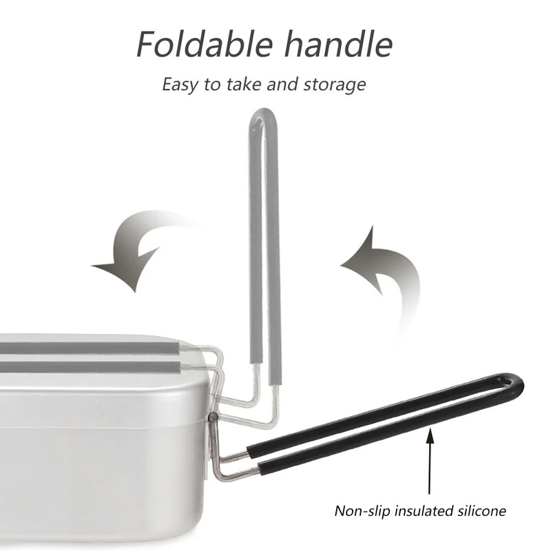 TARKA kültéri kemping étkészlet alumínium turisztikai ebédlődoboz, hordható rendetlen ón BBQ piknik edény edény fedővel felszereléssel