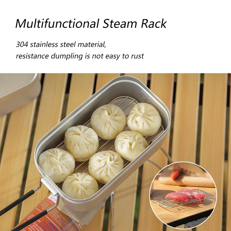 TARKA kültéri kemping étkészlet alumínium turisztikai ebédlődoboz, hordható rendetlen ón BBQ piknik edény edény fedővel felszereléssel