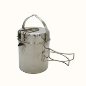 Nerūdijančio plieno virdulys Nešiojamas lauko stovyklavimo puodas su sulankstoma rankena, turintis kuprinę žygiams iškylai stovyklavimo virdulys