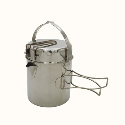Nerūdijančio plieno virdulys Nešiojamas lauko stovyklavimo puodas su sulankstoma rankena, turintis kuprinę žygiams iškylai stovyklavimo virdulys