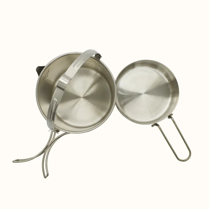 Nerūdijančio plieno virdulys Nešiojamas lauko stovyklavimo puodas su sulankstoma rankena, turintis kuprinę žygiams iškylai stovyklavimo virdulys