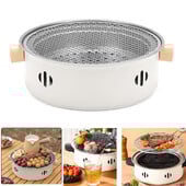 Gril na drevené uhlie, domáci prenosný gril na drevené uhlie s grilom, okrúhly nepriľnavý gril, multifunkčný sporák na grilovanie v prírode