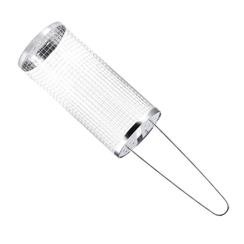 Hordozható rozsdamentes acél barbecue ketrecek grillkosár kemping piknik edények kültéri kerek BBQ tábortűz rács gördülő grill kosár