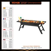 VEVOR 23 colių nešiojamas anglies grilis, plokščios viršaus propano dujinės kepsninės, kompaktiškos sulankstomos kepsninės, skirtos gaminti lauke, kepsninė