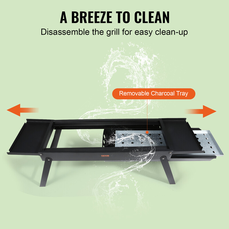 VEVOR 23 colių nešiojamas anglies grilis, plokščios viršaus propano dujinės kepsninės, kompaktiškos sulankstomos kepsninės, skirtos gaminti lauke, kepsninė