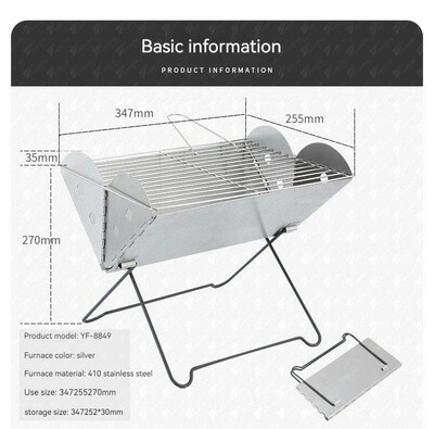 Prenosný skladací gril na grilovanie, multifunkčný kempingový gril na grilovanie, stojan na sporák, sieťový sporák na drevo, nerezový gril na uhlie