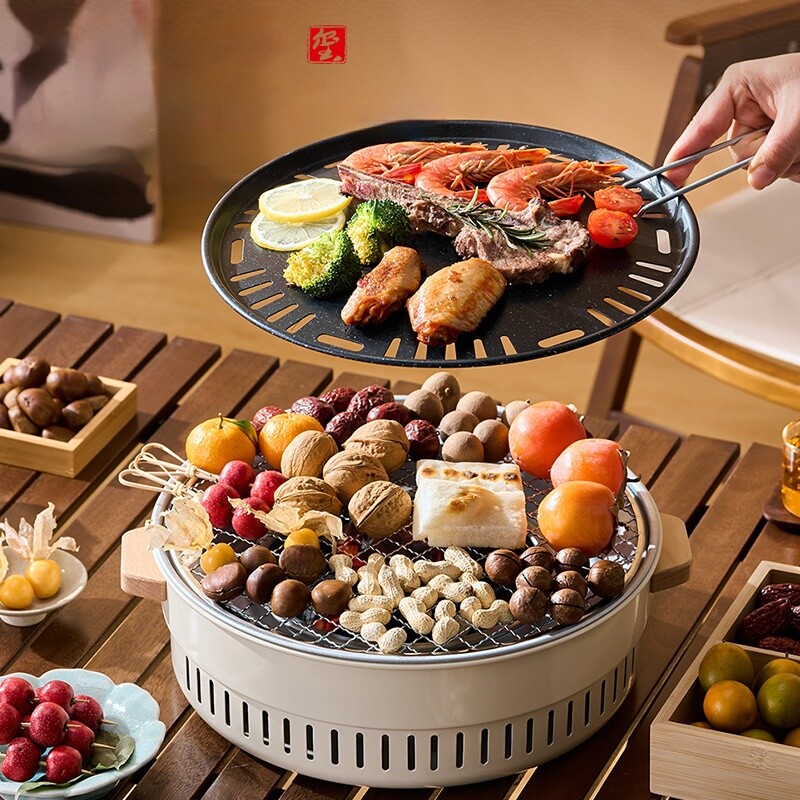 GIANXI Prenosný kruhový gril na grilovanie pre domácnosť Riad na grilovanie Gril na grilovanie Vonkajšia grilovacia pec Kempovanie Letná záhrada Mini ohnisko