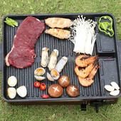 BBQ grila pannas šķīvis 32 x 26 cm pārnēsājams, nepiedegošs pārklājums, butāna gāzes plīts plīts plīts taisnstūra korejiešu bārbekjū šķīvis