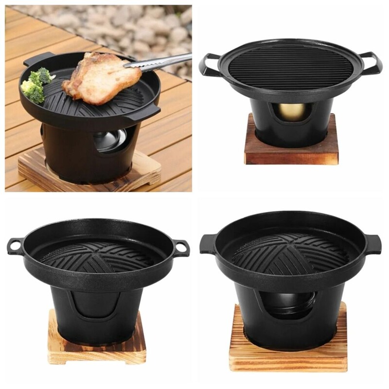 Noņemama japāņu alkohola plīts korejiešu pārnēsājama nepiedegoša mini bārbekjū plīts grila kempings