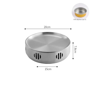 Arată cu izolație Grătar Grătar în stil coreean Sobă cu alcool din oțel inoxidabil potrivită pentru acasă Brazier comercial Camping