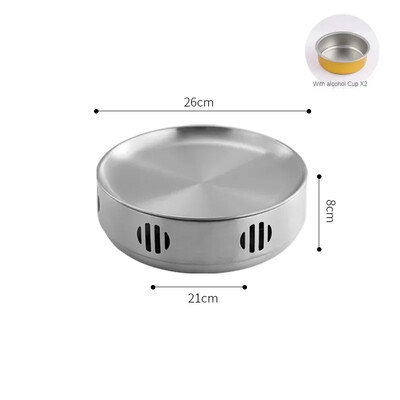 Arată cu izolație Grătar Grătar în stil coreean Sobă cu alcool din oțel inoxidabil potrivită pentru acasă Brazier comercial Camping