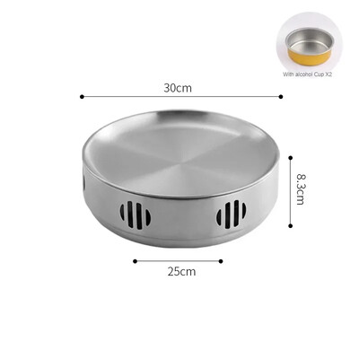 Arată cu izolație Grătar Grătar în stil coreean Sobă cu alcool din oțel inoxidabil potrivită pentru acasă Brazier comercial Camping