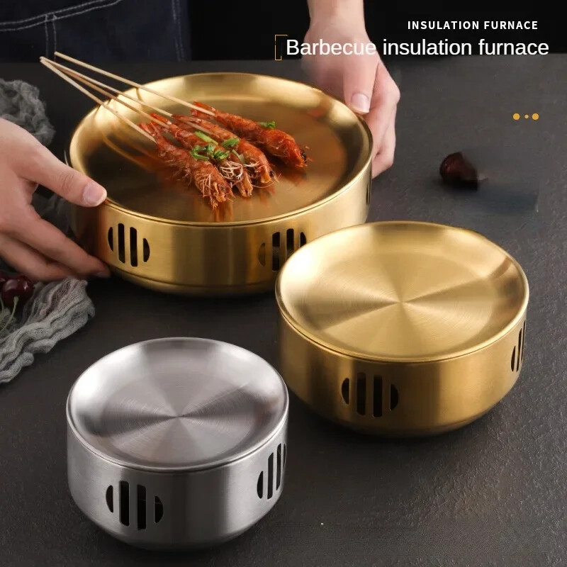Arată cu izolație Grătar Grătar în stil coreean Sobă cu alcool din oțel inoxidabil potrivită pentru acasă Brazier comercial Camping