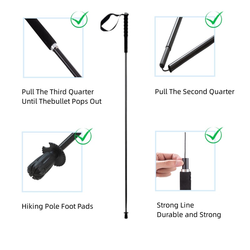 Itin lengvi žygių lazdos Sulankstomos lazdos, pagamintos iš anglies pluošto, vaikščiojimo lazdos.