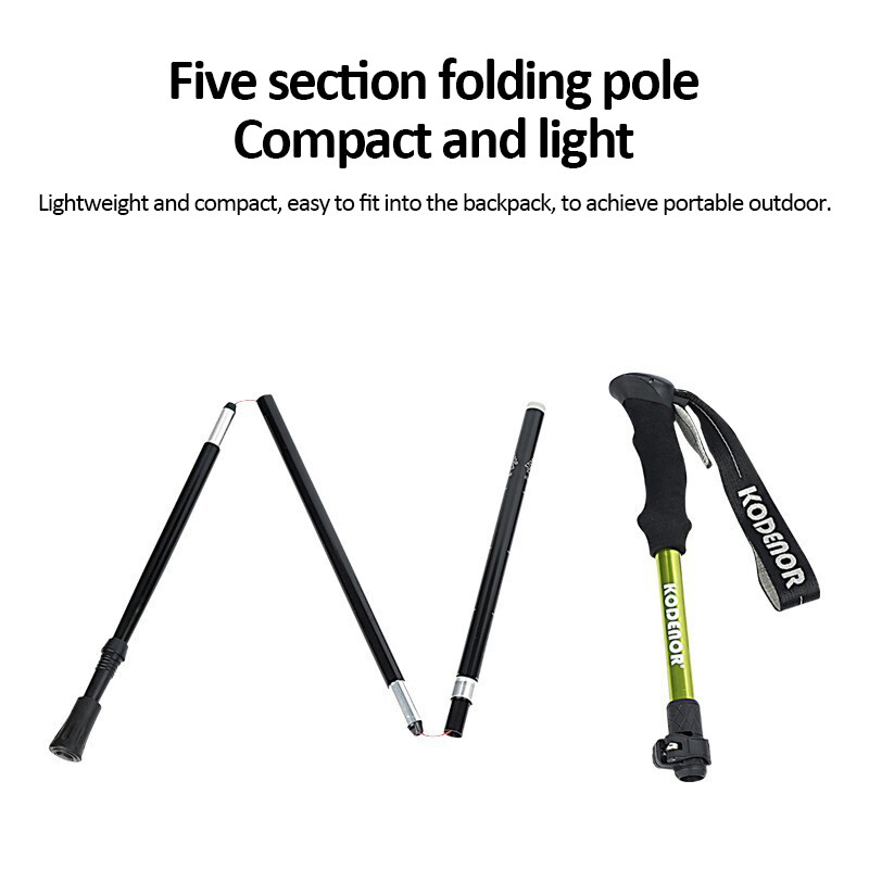 5-részes túrabottal összecsukható egyensúlytámogató túrabotok könnyű hátizsákos túramászáshoz