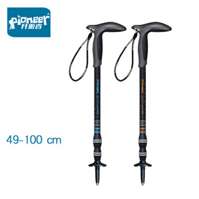 PIONEER 1vnt T formos kempingo žygio lazdos, lengvos anglies pluošto teleskopinės su greitu užraktu, reguliuojamu ilgiu 49cm-100cm