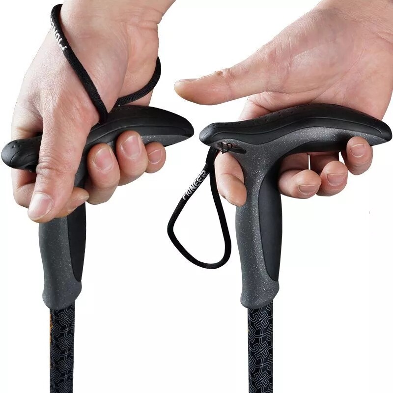 PIONEER 1vnt T formos kempingo žygio lazdos, lengvos anglies pluošto teleskopinės su greitu užraktu, reguliuojamu ilgiu 49cm-100cm