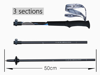 PIONEER Μπαστούνι πεζοπορίας 55-125 cm Alpenstocks 3 τμημάτων Ανθρακονήματα Ελαφριά πατερίτσα ορειβασίας Πεζοπορία σε εξωτερικό χώρο