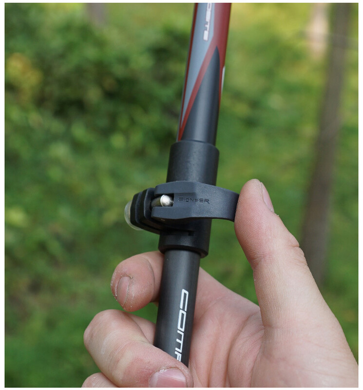 Vychádzková palica PIONEER 55-125 cm, alpenstocky, 3 sekcie, uhlíkové vlákno, ľahké, horolezecké, berle, outdoorová turistika