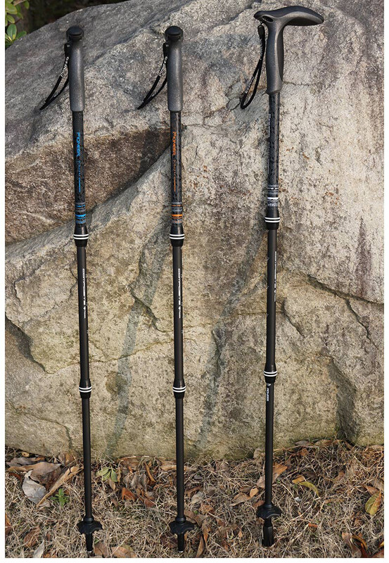 1 vnt. anglies pluošto lazda, 49–100 cm, trumpa teleskopinė vidinė užrakto T formos rankena Laipiojimo į kalnus ramentais lauko žygiai