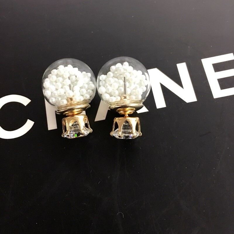 Korejski stil Staklene dvostrane naušnice s vještačkim dijamantima Plutajući pijesak Cirkon Naušnice s kristalnom kuglom Hipoalergene ženske naušnice Nakit 