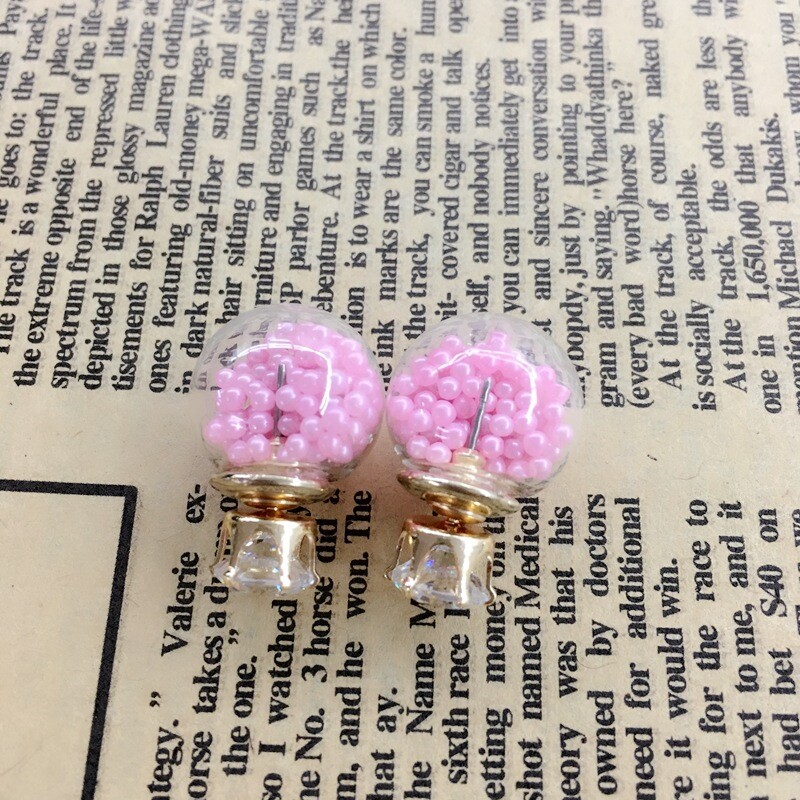 Korejski stil Staklene dvostrane naušnice s vještačkim dijamantima Plutajući pijesak Cirkon Naušnice s kristalnom kuglom Hipoalergene ženske naušnice Nakit 