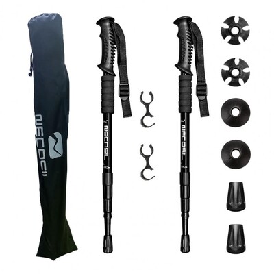 2 vnt. 4 sekcijų vaikščiojimo lazdos tiesios/lenktos rankenos sulankstomos žygio lazdos Sulankstomos vaikščiojimo lazdos šiaurietiško ėjimo lazdos 110 cm