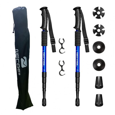 2 vnt. 4 sekcijų vaikščiojimo lazdos tiesios/lenktos rankenos sulankstomos žygio lazdos Sulankstomos vaikščiojimo lazdos šiaurietiško ėjimo lazdos 110 cm