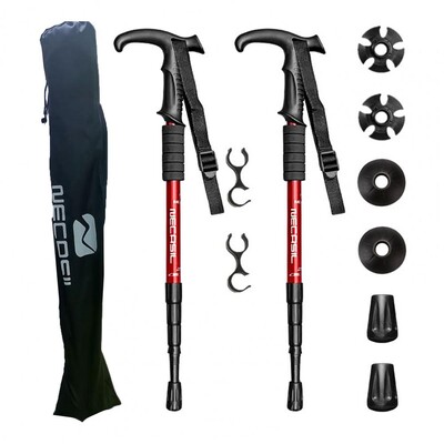 2 vnt. 4 sekcijų vaikščiojimo lazdos tiesios/lenktos rankenos sulankstomos žygio lazdos Sulankstomos vaikščiojimo lazdos šiaurietiško ėjimo lazdos 110 cm