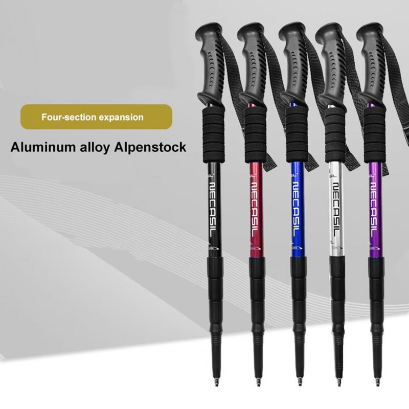 2 vnt. 4 sekcijų vaikščiojimo lazdos tiesios/lenktos rankenos sulankstomos žygio lazdos Sulankstomos vaikščiojimo lazdos šiaurietiško ėjimo lazdos 110 cm
