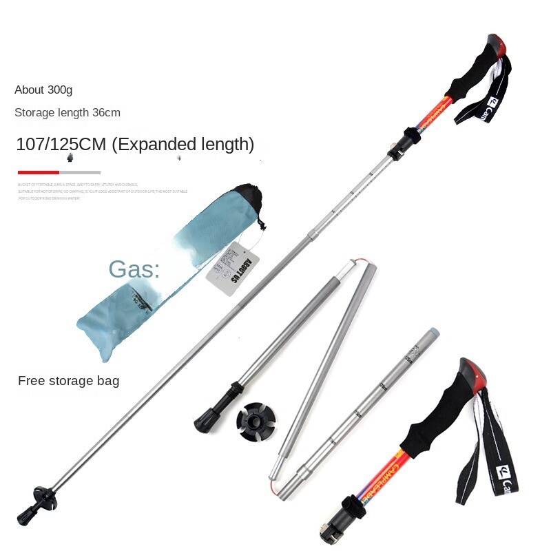 Lauko alpinizmo lazdelė su išoriniu užraktu, 5 sekcijų žygio lazdelė, itin lengvas 7075 aliuminio lydinio teleskopinis sulankstomas lazdelė,