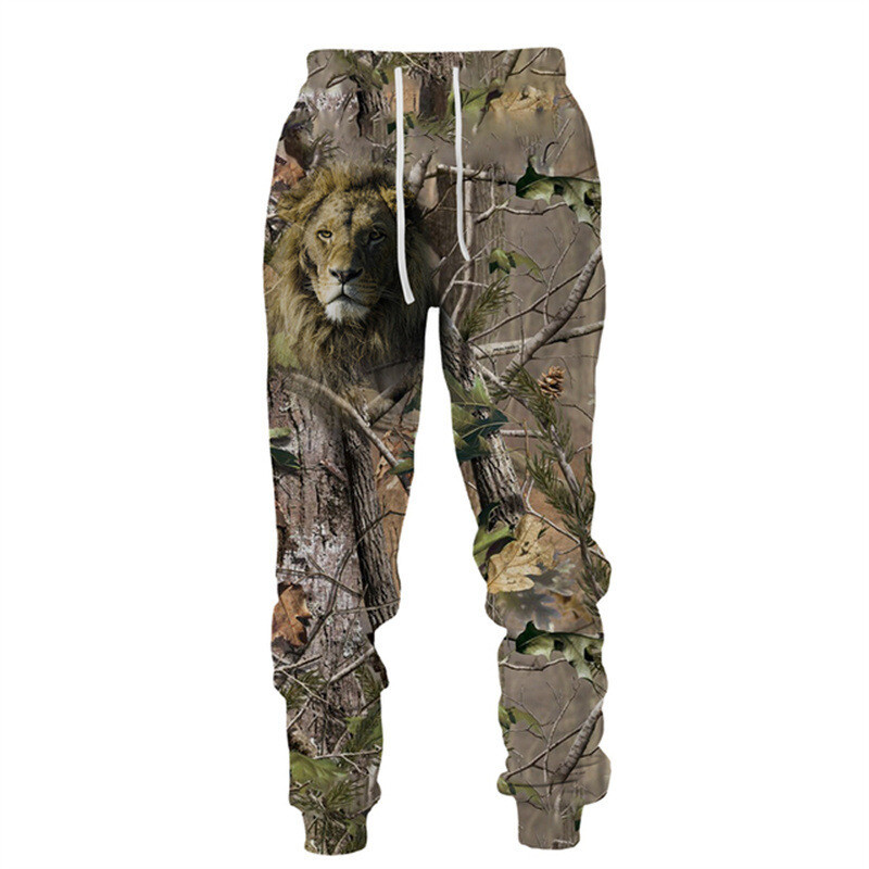 Pārrobežu jauns 2024. gada modes zīmols vīriešu ikdienas bikses maskēšanās meža dzīvnieki 3D digitālā druka Vīriešu un sieviešu sporta bikses