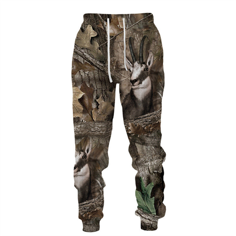 Pārrobežu jauns 2024. gada modes zīmols vīriešu ikdienas bikses maskēšanās meža dzīvnieki 3D digitālā druka Vīriešu un sieviešu sporta bikses