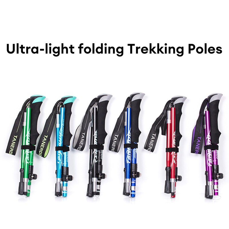 5-dielna skladacia treková palica z hliníkovej zliatiny, vonkajšia turistická lezecká palica pre seniorov s úložným vreckom