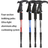 Keturių sekcijų T formos stulpas, skirtas lauko kelionei laipiojimo lazda, aliuminio lydinio teleskopinė lazda