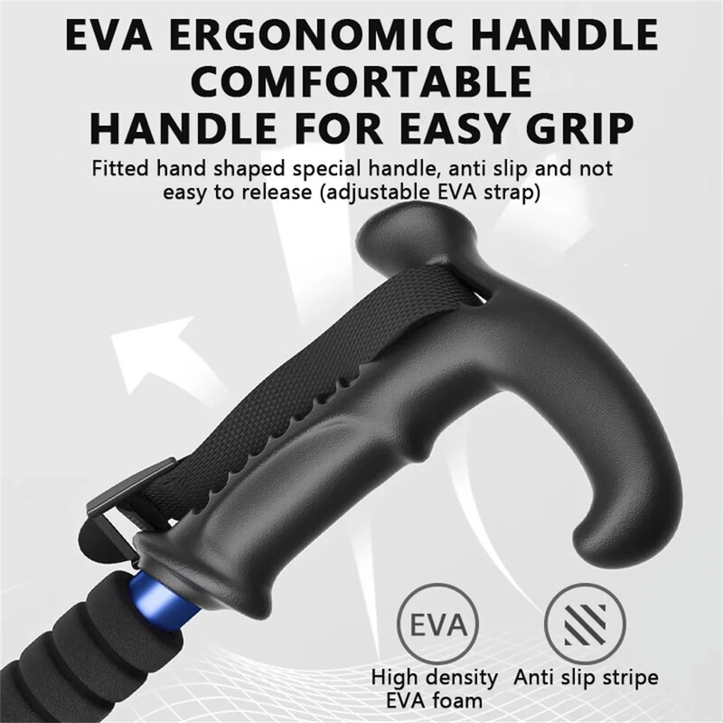 4 sekcijų nešiojamas lauko sulankstomas pėsčiųjų lazdas vaikščiojimo lazdos lydinio teleskopinis klubas pagyvenusiems žmonėms, 1 vnt.