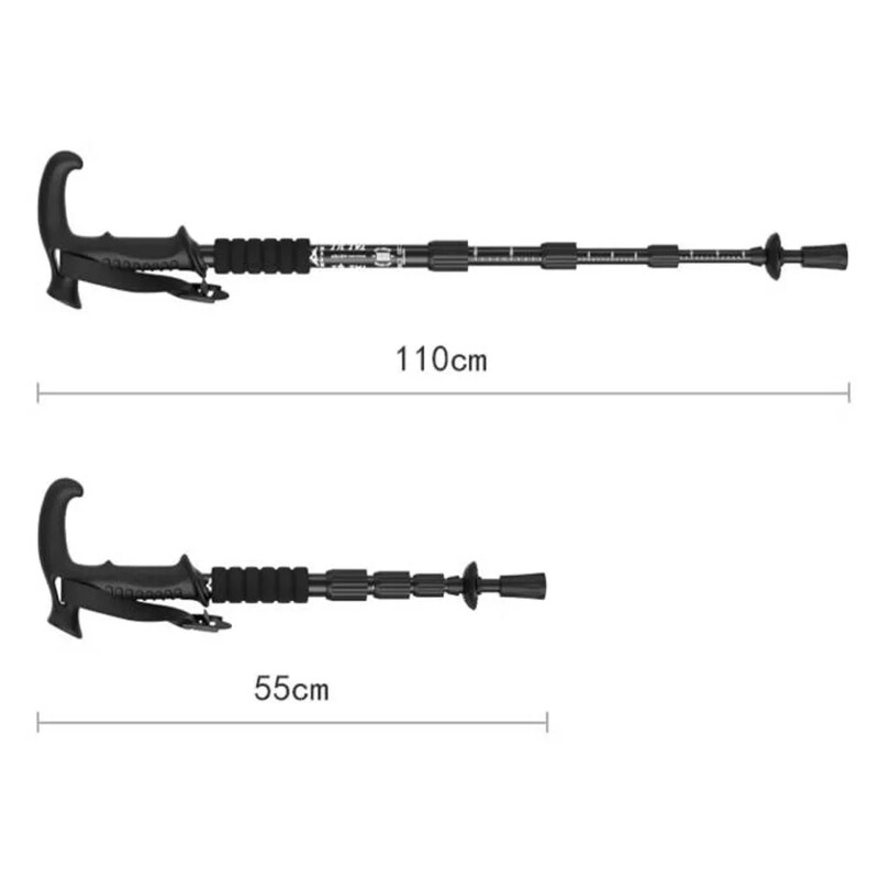 4 sekcijų nešiojamas lauko sulankstomas pėsčiųjų lazdas vaikščiojimo lazdos lydinio teleskopinis klubas pagyvenusiems žmonėms, 1 vnt.