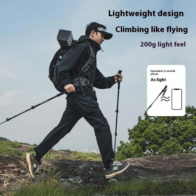 Naturehike Blackdog žygių lazdas, teleskopinės aliuminio anglies vaikščiojimo lazdos, reguliuojamos pėsčiųjų lazdelės, itin lengvas alpinizmas 1 vnt.