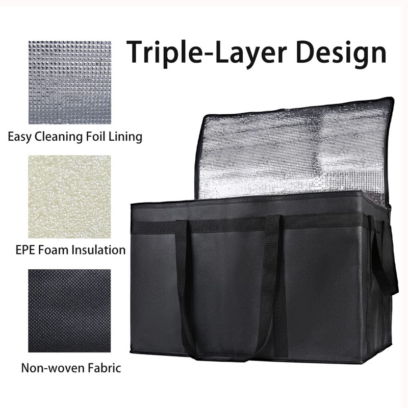 Didelės talpos iškylų maišelis, izoliuotas maisto pristatymo krepšys Picos pristatymo krepšiai maistui pašildyti aušintuvas bakalėjos krepšys vakarėliams